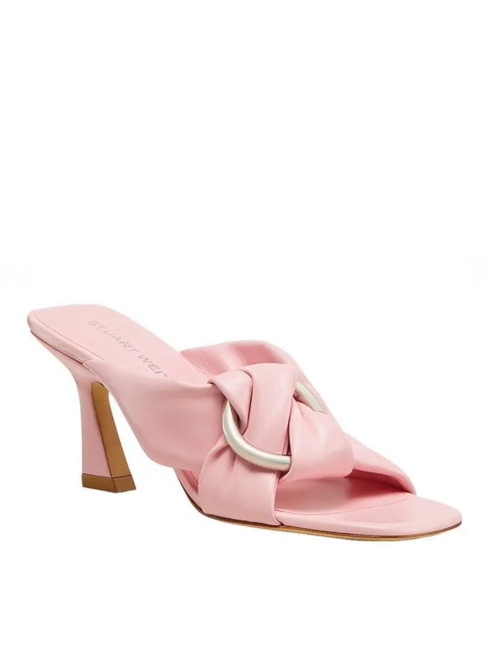 New Stuart Weitzman Cece Slide Sandal Pink Leather Sz 8.5